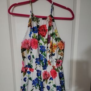 Halter romper, white and colorful floral